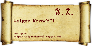 Weiger Kornél névjegykártya